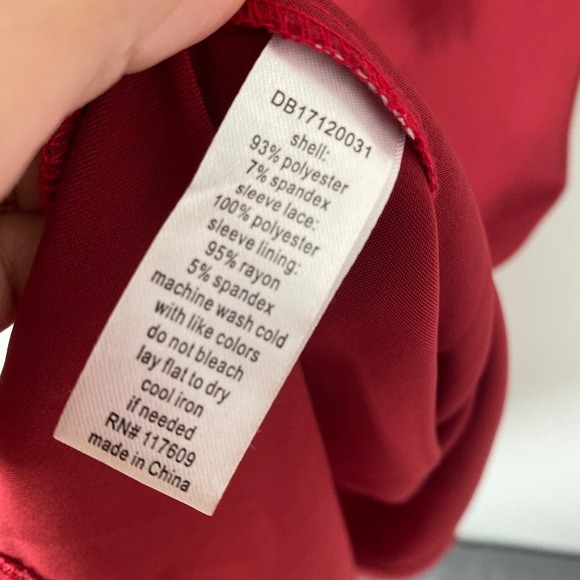 Nwt Downeast Burgundy Dress Women’s Zip-Up Closure w Lace 3/4 Sleeve A-line Sz L - Picture 8 of 9